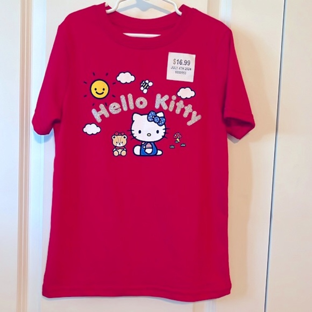 Hello Kitty kids red tee, size small, NWT.